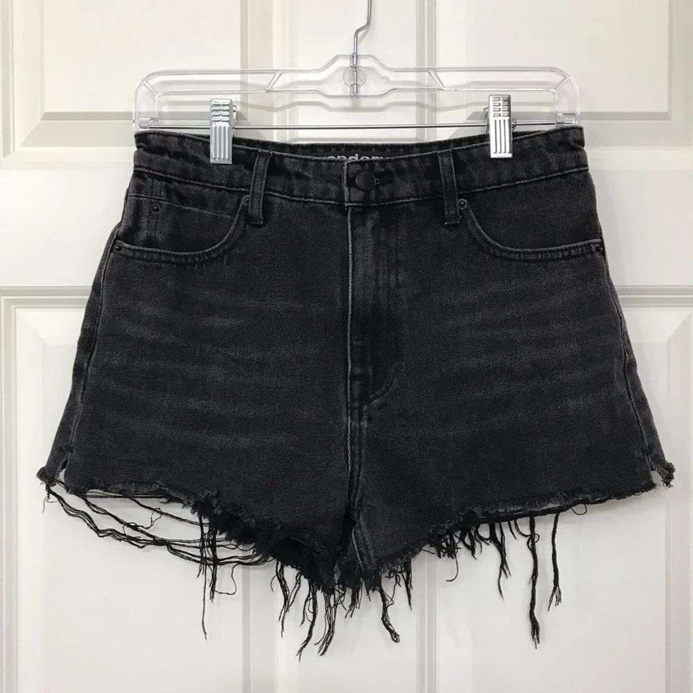 New Alexander Wang Bite High Rise Denim Shorts Rigid Black Jean Cut Off 28 - Picture 3 of 13